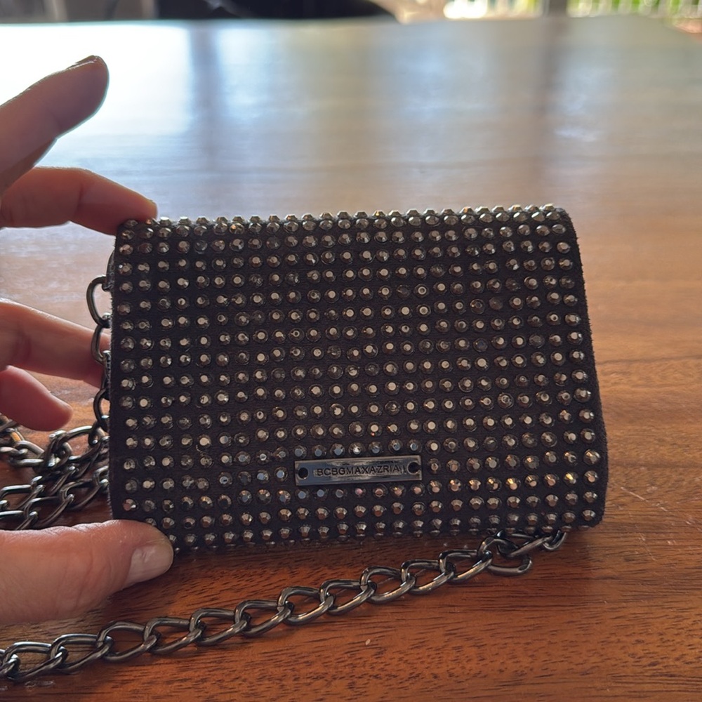 Cute BCBG MaxAzaria small sparkly black bag❤️ Shoulder or Clutch!